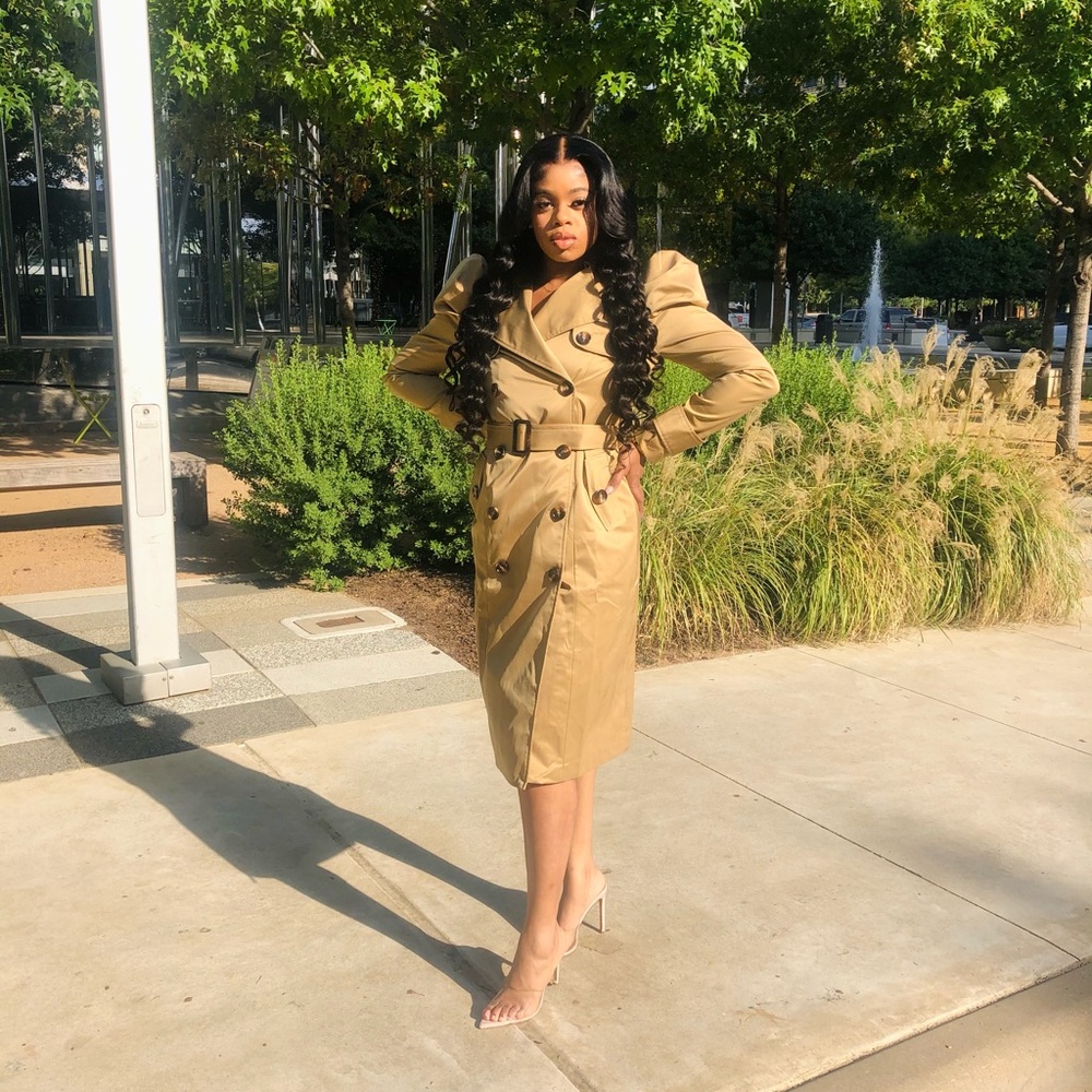 Puffy sleeve Trench Coat - Picture 8 of 8